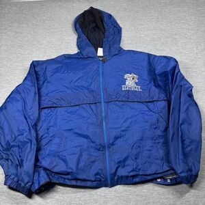 Genuine Stuff Jacket Mens Large Blue Full Zip Hoodie Kentucky Wildcats NCAA Nylo